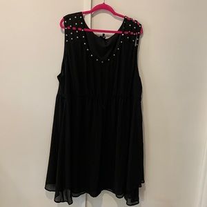 Black chiffon embellished tank dress